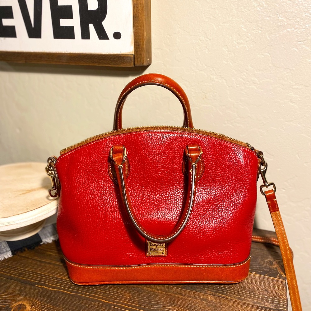 Dooney and Bourke Pebble Grain zip zip satchel in Red